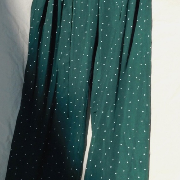Blu Pepper pants women S, forest green/white polka dots, elastic pullon paperbag - Picture 13 of 13